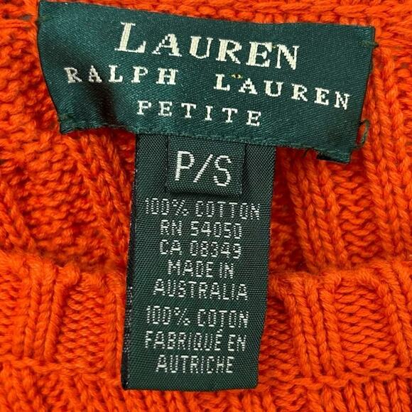 Vintage Lauren Ralph Lauren Orange Pullover Knit Sweater Womens Petite Small - Picture 3 of 5